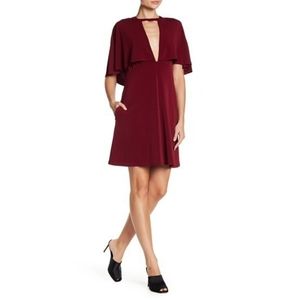 ABS Allen Schwartz Cape Burgundy Red Dress